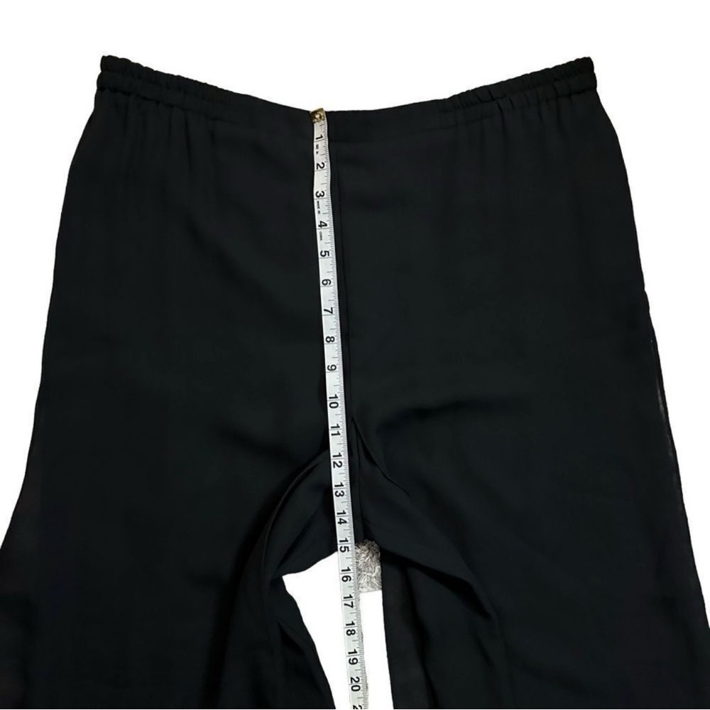 Adrianna Papell Evening Essentials Palazzo Black Sheer Overlay Pants Sz 8 - Picture 6 of 8